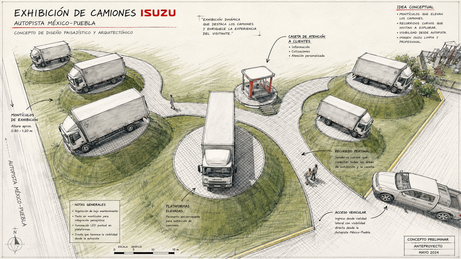 Proyecto · Exhibición Isuzu · Autopista
